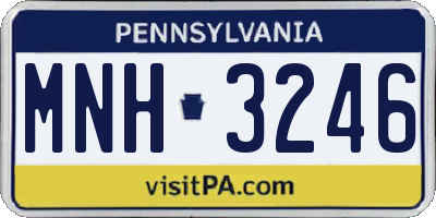 PA license plate MNH3246