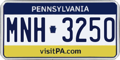 PA license plate MNH3250