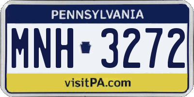 PA license plate MNH3272