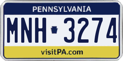 PA license plate MNH3274