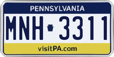 PA license plate MNH3311