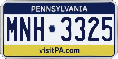 PA license plate MNH3325