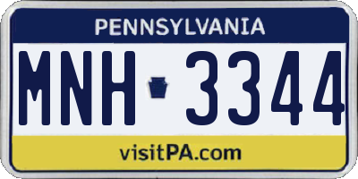 PA license plate MNH3344