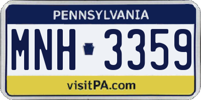 PA license plate MNH3359