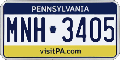 PA license plate MNH3405