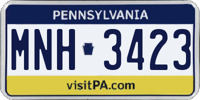 PA license plate MNH3423
