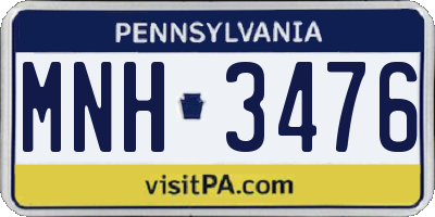 PA license plate MNH3476