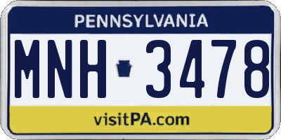 PA license plate MNH3478