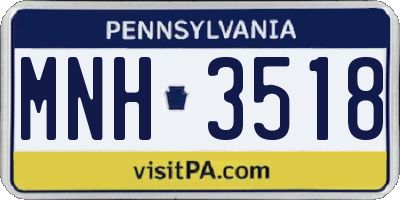 PA license plate MNH3518