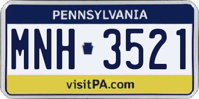 PA license plate MNH3521