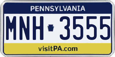PA license plate MNH3555