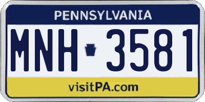 PA license plate MNH3581