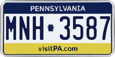PA license plate MNH3587
