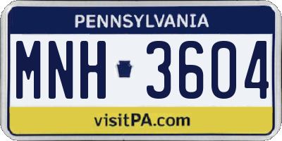 PA license plate MNH3604
