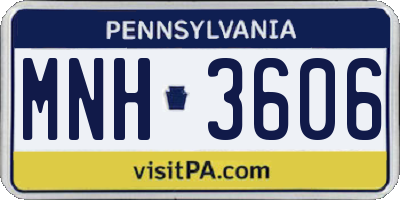 PA license plate MNH3606