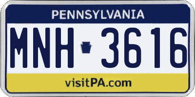 PA license plate MNH3616