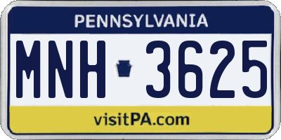 PA license plate MNH3625