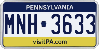 PA license plate MNH3633