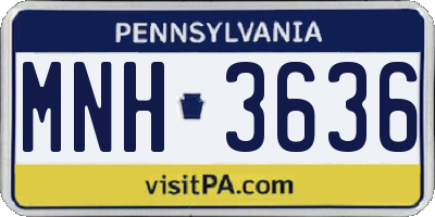 PA license plate MNH3636