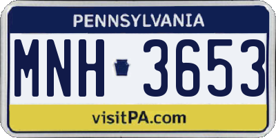 PA license plate MNH3653