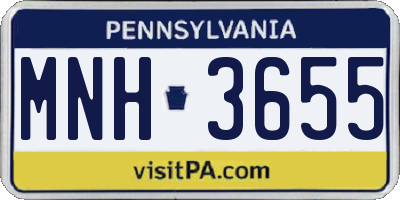 PA license plate MNH3655