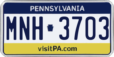 PA license plate MNH3703