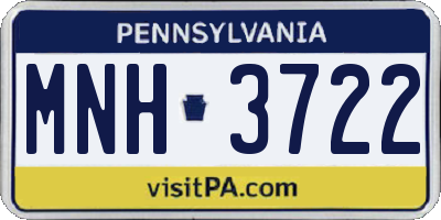 PA license plate MNH3722