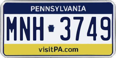 PA license plate MNH3749