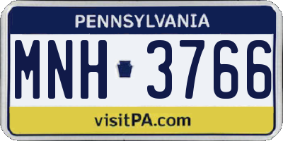 PA license plate MNH3766