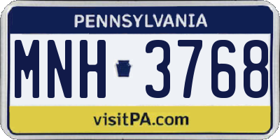 PA license plate MNH3768