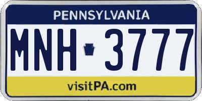 PA license plate MNH3777