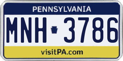 PA license plate MNH3786