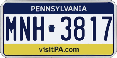 PA license plate MNH3817