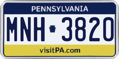 PA license plate MNH3820