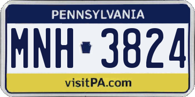 PA license plate MNH3824