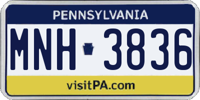 PA license plate MNH3836