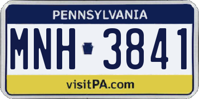 PA license plate MNH3841