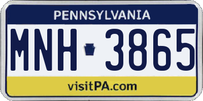 PA license plate MNH3865