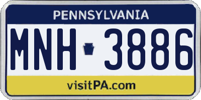 PA license plate MNH3886