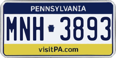 PA license plate MNH3893