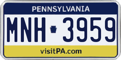 PA license plate MNH3959
