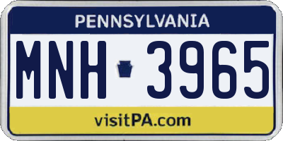 PA license plate MNH3965