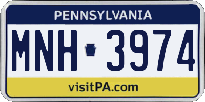 PA license plate MNH3974