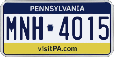 PA license plate MNH4015