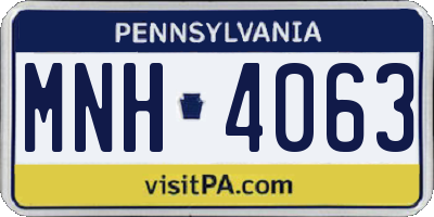 PA license plate MNH4063