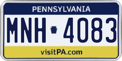 PA license plate MNH4083
