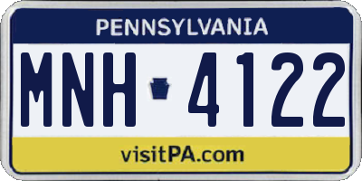PA license plate MNH4122