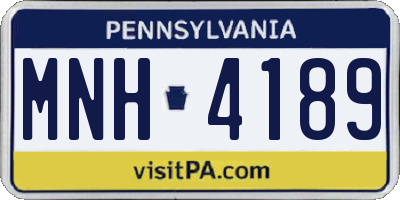 PA license plate MNH4189