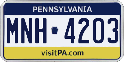 PA license plate MNH4203