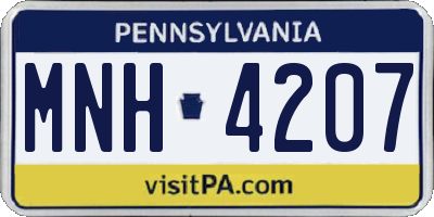 PA license plate MNH4207